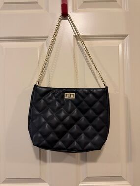 ASOS Black Quilted Shoulder Bag with Gold Chain
